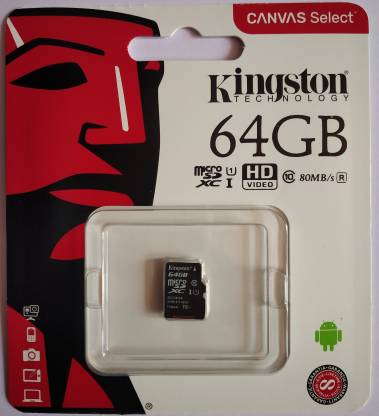 KINGSTON SDCS/64GBSPIN 64 GB MicroSD Card Class 10 80 MB/s  Memory Card