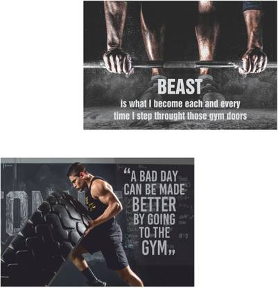 Sticker Hub 45 cm Workout Motivation Quotes & Gym Motivational Quotes Self Adhesive Sticker