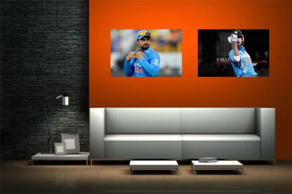 Virat Kohli Cricketer - Design| Set of 2 Posters | Unframed (30 Cm X 45 Cm) 3D Poster
