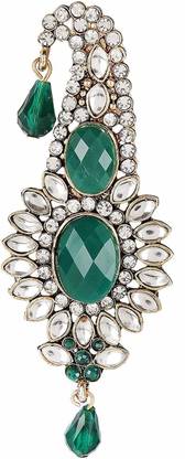 Sanjog Golden Plated Green Stone Classy Safa Kalangi For Groom/men Brooch