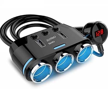 Elepaio Plug 2019-3-Socket Cigarette Lighter Adapter, 12V,24V 100W DC Socket Splitter with 2 Port Car Quick USB Splitter Charger Car Cigarette Lighter