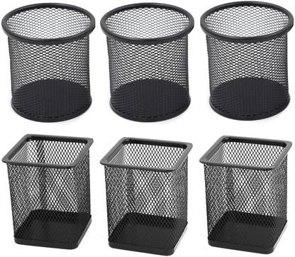 Royalkart 6 Compartments Metal, Pen Holder, Pencil Holder, Pencil Cup Holder, Black Pen Organizer for Desk Office and School pen holder