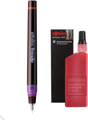 rotring Isograph Technical Drawing Pen 0.13mm & Ink Bottle-Red S0216040. Calligraphy