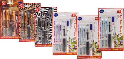 FIGO School Writing Kit 6 Pcs Roller Pen, 6 Pcs Fountain Pen, 3 Pcs Ink Eraser Pen 3 Pcs 0.7 Mechanical Pencil, 12 Blue Ink Cartridge, 6 Ink Converter Pen Gift Set