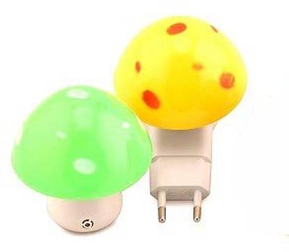 Yutiriti NMushroomLampSetof2 0.2-Watt Automatic Night Sensor Mushroom Lamp (Pack of 2, Multicolour) Night Lamp