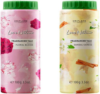 ओरिफ्लेम स्वीडन लव नेचर फ्रेग्रेन्स्ड टैल्क फ्लोरल ब्लूम, सैंडल केयर्स 100 जी