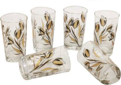 KVA (Pack of 6) Premium flower printed Glass set Glass Set Water/Juice Glass