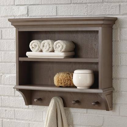 ONLINECRAFTS wooden wall ch 2377 ( brown) khunti Wooden Wall Shelf