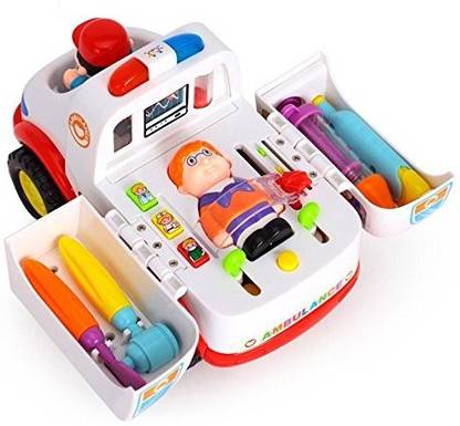 TOYSHINE Intellectual Ambulance Activity Toy Vehicle with Music, Sounds, and Lights