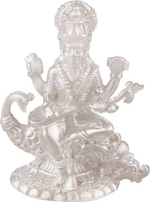 Osasbazaar Silver Saraswati Idol Statue -90%-92.5%BIS Hallmarked Decorative Showpiece  -  4 cm