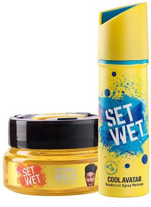 SET WET Ultimate Hold Hair Gel, 250 ml With Cool Avatar Deodorant Spray Perfume, 150 ml