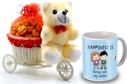 Midiron Sweet Gifts Pack for Sister on Her Birthday, Anniversary, Rakhi, Rakshabandhan, Bhaidooj and any other special ocassion IZ19CyChoco20TCMU-DTSister-088 Ceramic, Plastic Gift Box