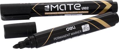 Deli WU10220 Permanent Marker, Black, , Pack of 12