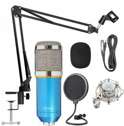 Techtest Studio Microphone Bm 800 Condenser With Mic Stand And Pop Filter For Sound Recording Home Voice Singing Suspension Scissor Arm Tripod , Microphone for Singing , Microphone For Voice Recording , Microphone For Youtube , Microphone for Pc Condenser Studio Microphone