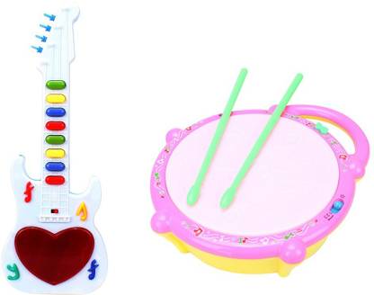 kdsn Combo of Flash Drum & musical guitar (Multicolor)