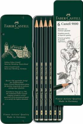FABER-CASTELL 6 CASTELL 9000 GRAPHITE PENCIL PACK OF 6 (BLACK) Pencil
