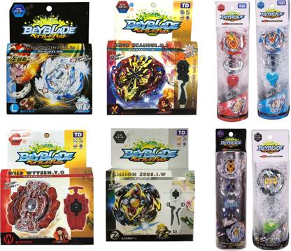 Authfort Beyblade set of 8 Attack Starter Spinning Top with Launcher Set (Multicolor)