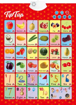 TipTap 41.58 cm 3D Sound Wall Chart Sticker Fruits Baby Learning Numbers Shapes and Music Red Reusable Sticker