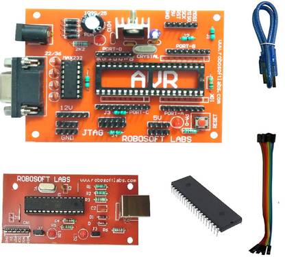 Robosoft Labs AVR 40 PIN DEVELOPMENT BOARD mini With ATMEGA16 , MAX232 IC & USBASP PROGRAMMER Micro Controller Board Electronic Hobby Kit