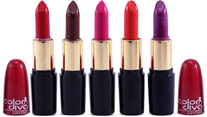 Color Diva Glossy Lipstick-Shade-B Pack of 5