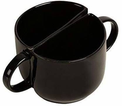 Lasaki Unique Half Ceramic Cups Set -Cups Tea Coffees Serving Pieces Kulhad Cups Set Tea Glasses Chai Cups Tableware Set of 2 Tea Cupss Set.(Color: Black) Ceramic Coffee Mug