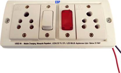 ESP 12 V DC to 230 AC Converter for Multiple Application Up To 20 Watt Load 5 A Two Pin Socket