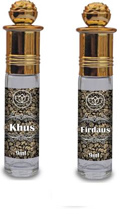 ASHTAAROMAS Set of 2 Combo Of Firdaus and Khus Attar for Unisex (9 ML Each) Floral Attar