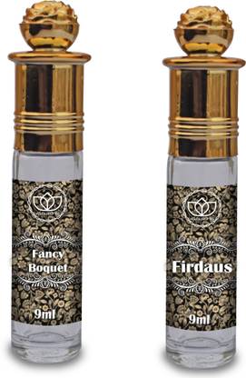 ASHTAAROMAS Traditional Pack of 2 Attars (9 ml Each) Fancy Bouquet and Firdaus Floral Attar