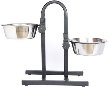 PETS EMPIRE Dog Adjustable Feeding Stand with 2 Bowls U Stainless Steel Pet Bowl