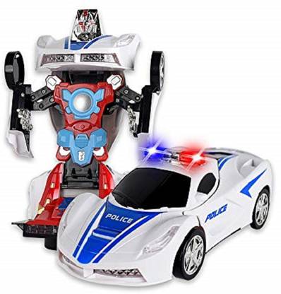 NV COLLECTION kids Transformer Police Robot Car with Light & Music