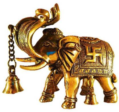 Sanskruti Handicraft Brass Airavat Elephant with multiple sundh and bell Decorative Showpiece  -  15 cm