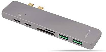 Power Up 7 in 1 USB Type C Hub Adapter, Dual Type-C Docking Station Thunderbolt 3.0 Hub USB Hub