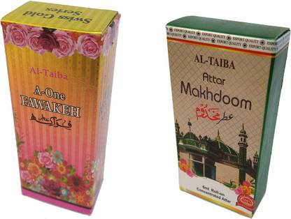 Altaiba A One Fawakeh 8ml and Makhdoom 6ml Combo Pack Attar Alcohol Free Pack of 2 Floral Attar