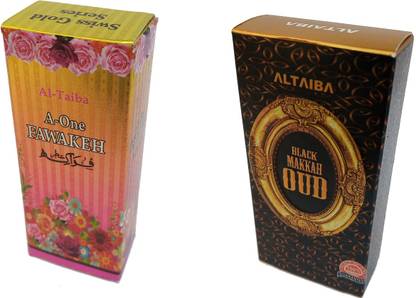 Altaiba A One Fawakeh 8ml and Black Makka Oud 6ml Combo Pack Attar Floral Attar