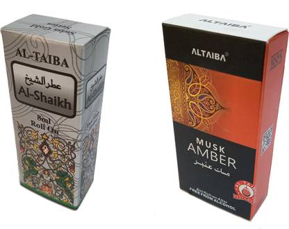 Altaiba Al Shaikh 8ml and Musk Amber 6ml Combo Pack Attar Alcohol Free Floral Attar
