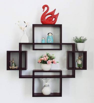 Artesia Wall Mount Set of 5 Storage Wall Shelves Rack Shelves Wooden Wall Shelf