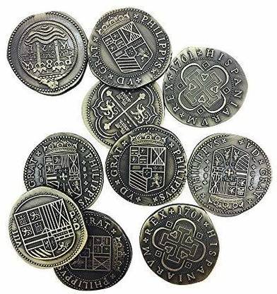 Norse Foundry Pirate Doubloons Variety Set Of 10 (Metal Plated Novelty) Adventure Coins