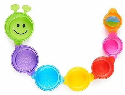 MUNCHKIN Caterpillar Spillers Stacking And Straining Cups Bath Toy Bath Toy