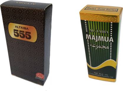 Altaiba 555 6ml and Majmua 8ml Combo Pack Attar Alcohol Free Pack of 2 Floral Attar