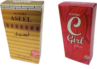 Altaiba Aseel 8ml and C Girl 6ml Combo Pack Attar Alcohol Free Pack of 2 Floral Attar