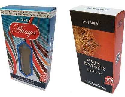 Altaiba Atiaya 8ml and Musk Amber 6ml Combo Pack Attar Alcohol Free Pack of 2 Floral Attar