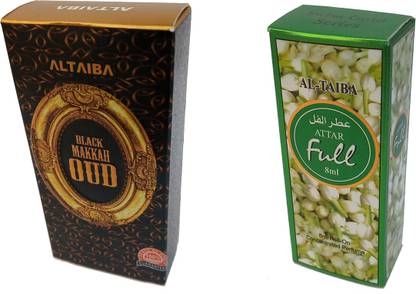 Altaiba Black Makka Oud 6ml and Full 8ml Pack of 2 Floral Attar