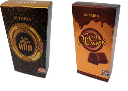 Altaiba Black Makka Oud 6ml and Choco Musk 6ml Combo Pack Attar Alcohol Free Pack of 2 Floral Attar