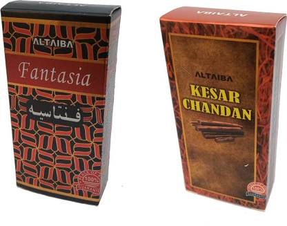 Altaiba Fantasia 8ml and Kesar Chandan 6ml Combo Pack Attar Alcohol Free Pack of 2 Floral Attar