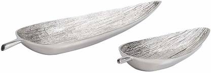 sammsara Set of 2 Basic Simple Leaf Large/Small Aluminium Decorative Platter