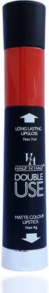 Half N Half Double Use Long Lasting Lipgloss Matte Colour Lipstick Morange