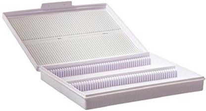 mLabs Microscope Slide Box For 25 Slides, Plastic Microscope Slide Box