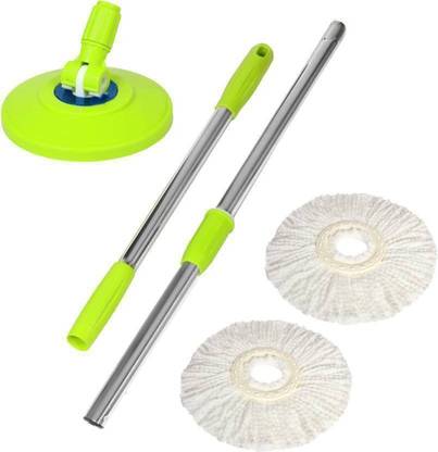 ROBMOB 2 Microfiber Mop Head and Stick/Handle/Rod with 360 Degree ( Green ) String Mop