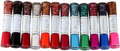 Honbon Double Side Nail Polish With Glitter Set Of Multi-Color (Combo Of 12) multi color