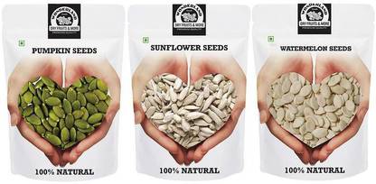 WONDERLAND Combo of Raw Seeds Pumpkin, Watermelon & Sunflower Pumpkin Seeds, Watermelon Seeds, Sunflower Seeds